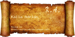 Kalla Adrián névjegykártya